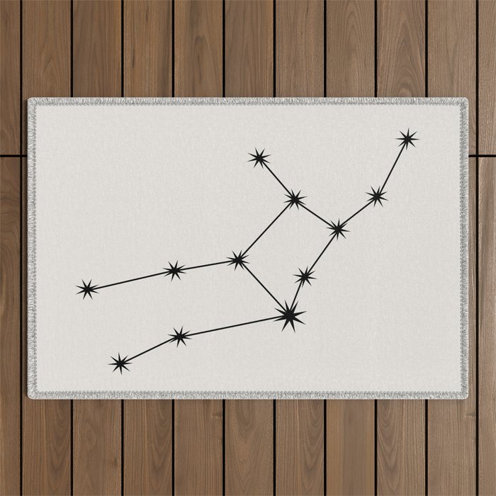 Virgo Zodiac Star Constellation Line Art White Outdoor Rug Gallery Image 1