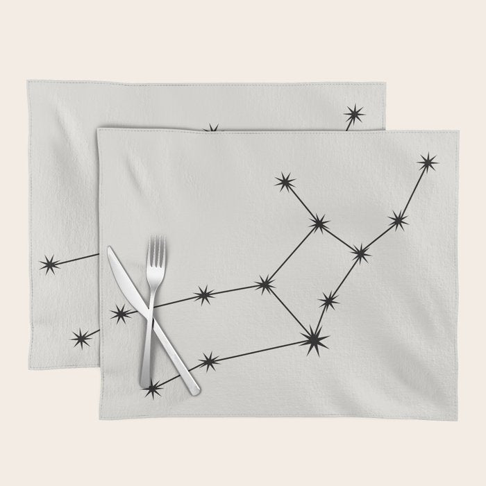 Virgo Zodiac Star Constellation Line Art White Placemat Gallery Image 1