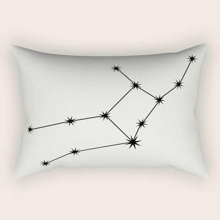 Virgo Zodiac Star Constellation Line Art White Rectangular Pillow Gallery Image 2