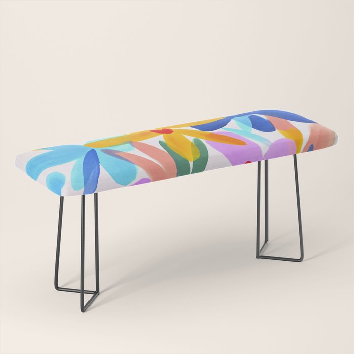 Playful Petals Mid Century Bold Groovy Flower Garden  Bench Gallery Image 1