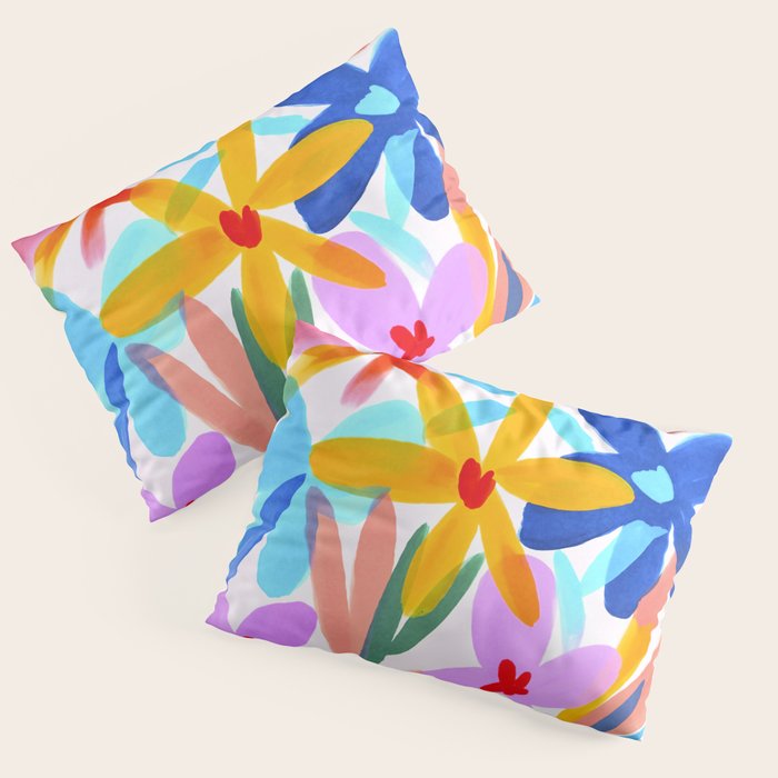Playful Petals Mid Century Bold Groovy Flower Garden  Pillow Sham Gallery Image 3