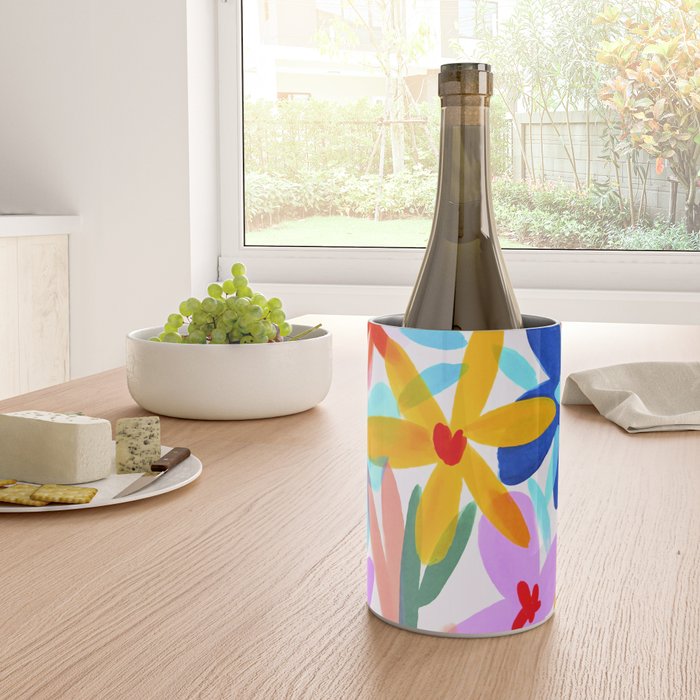 Playful Petals Mid Century Bold Groovy Flower Garden  Wine Chiller Gallery Image 4