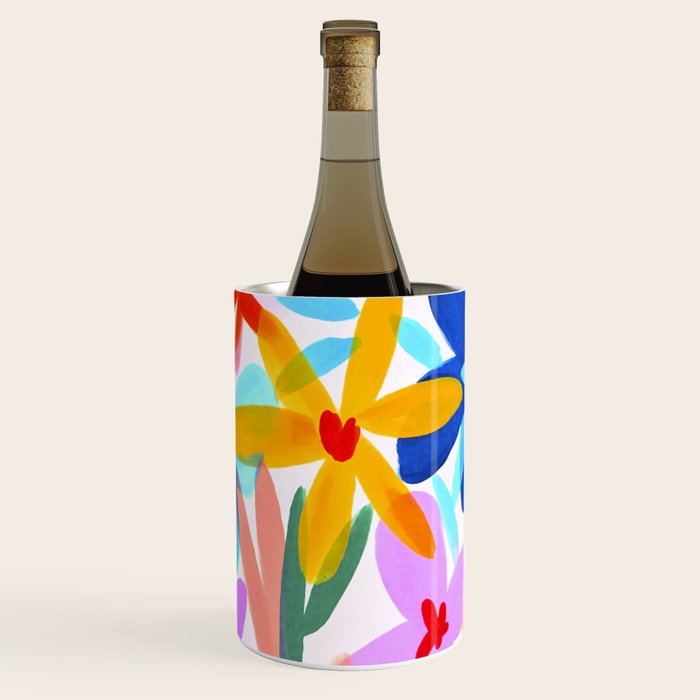 Playful Petals Mid Century Bold Groovy Flower Garden  Wine Chiller Gallery Image 1