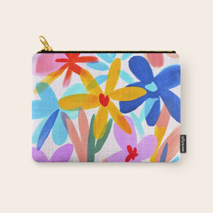 Playful Petals Mid Century Bold Groovy Flower Garden  Carry All Pouch Gallery Image 1