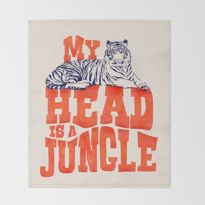 My Head is a Jungle-Tiger typography Throw Blanket Gallery Image 2