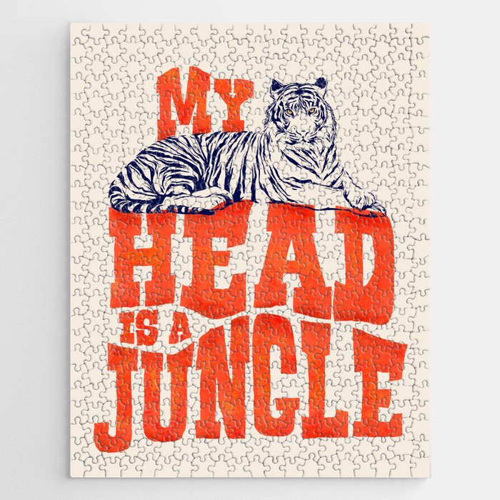 My Head is a Jungle-Tiger typography Jigsaw Puzzle Gallery Image 1