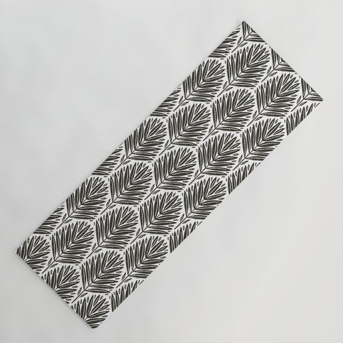 Stamped Palm Fronds Charcoal Yoga Mat Gallery Image 1
