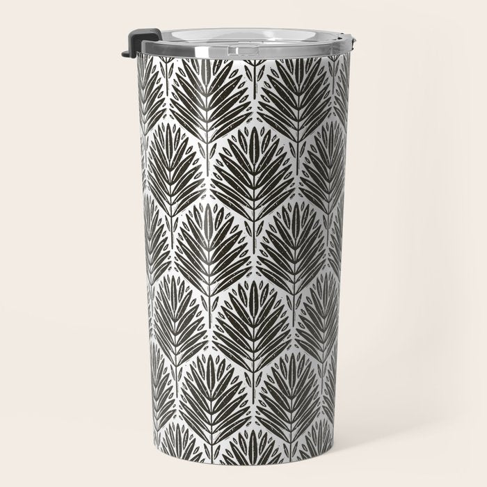 Stamped Palm Fronds Charcoal Travel Mug Gallery Image 3