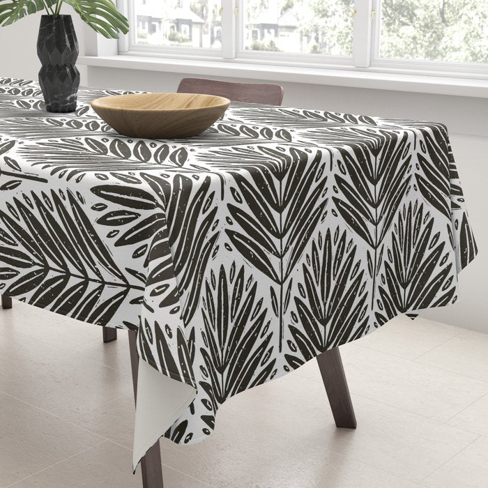 Stamped Palm Fronds Charcoal Tablecloth Gallery Image 3
