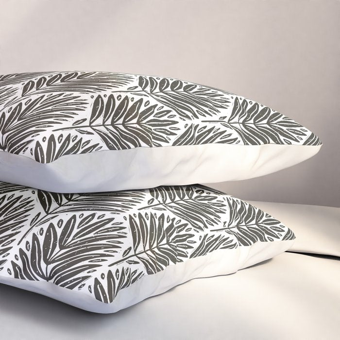 Stamped Palm Fronds Charcoal Pillow Sham Gallery Image 3