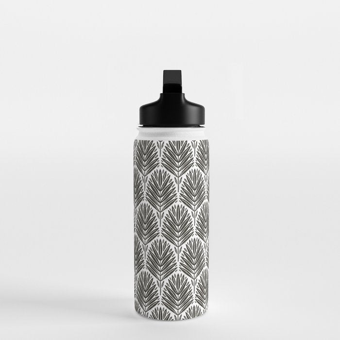 Stamped Palm Fronds Charcoal Water Bottle Gallery Image 3