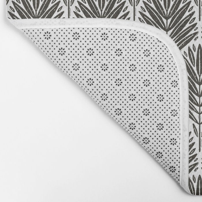 Stamped Palm Fronds Charcoal Bath Mat Gallery Image 2