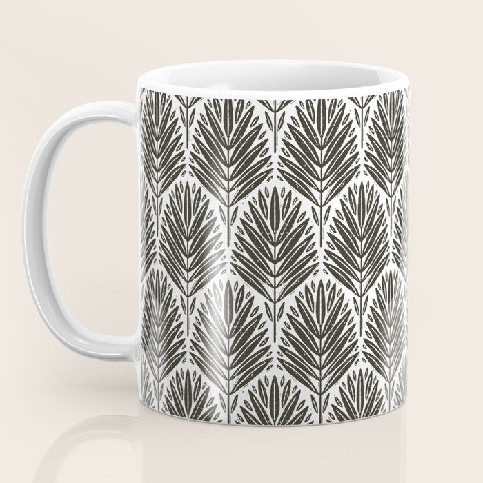 Stamped Palm Fronds Charcoal Coffee Mug Gallery Image 3