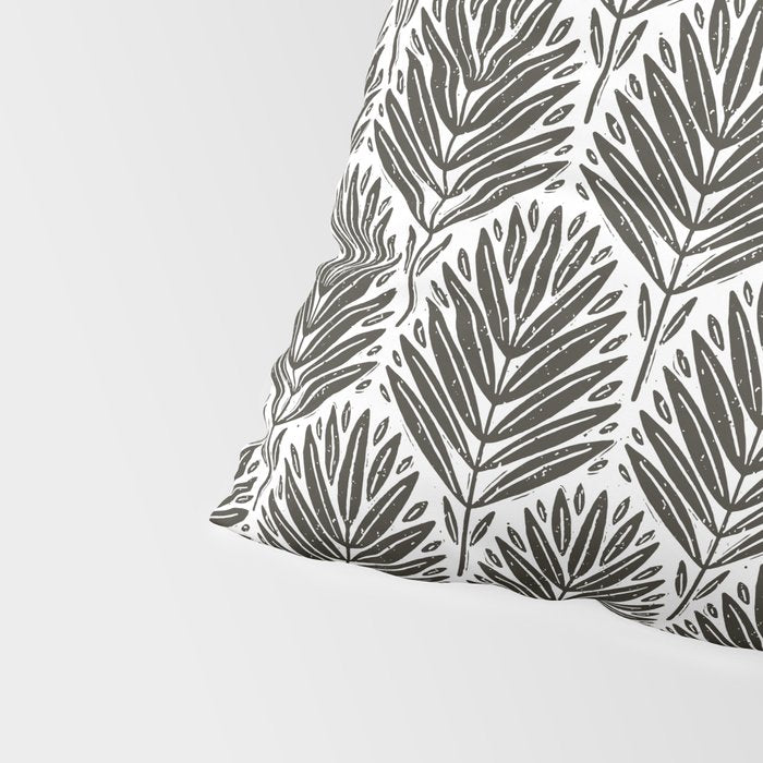 Stamped Palm Fronds Charcoal Pillow Sham Gallery Image 4