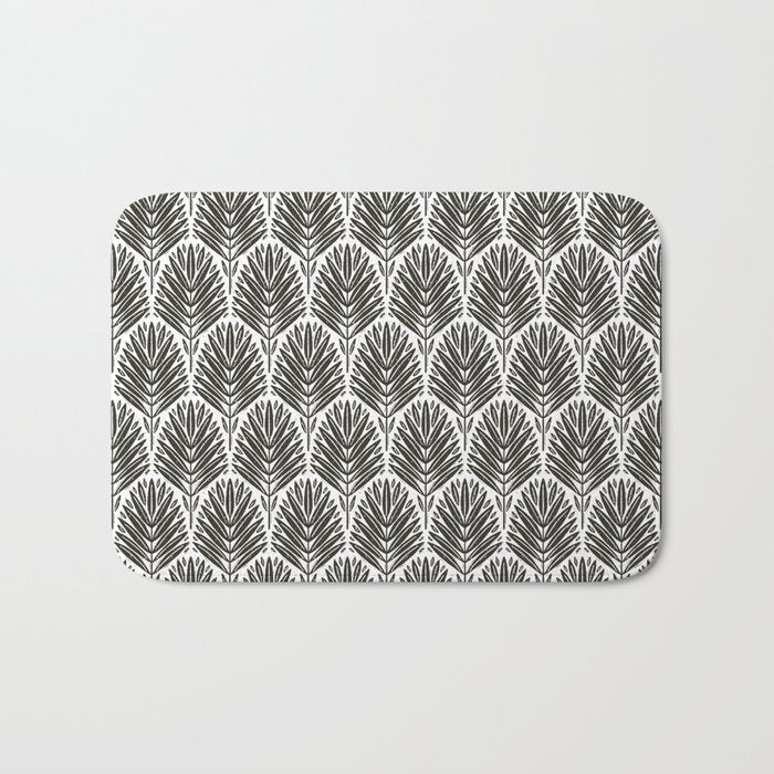 Stamped Palm Fronds Charcoal Bath Mat Gallery Image 1