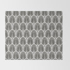 Stamped Palm Fronds Charcoal Throw Blanket Gallery Image 2