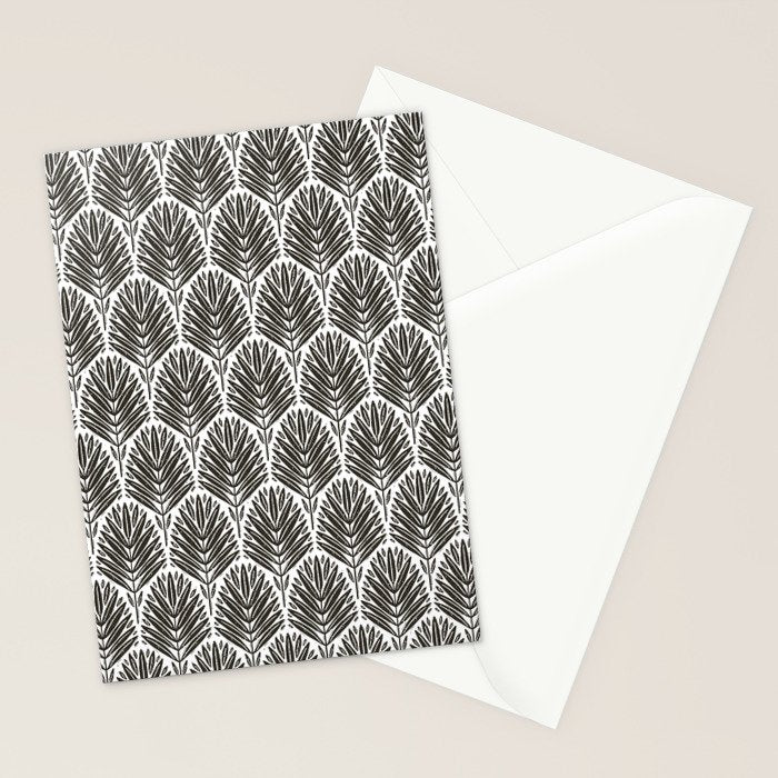 Stamped Palm Fronds Charcoal Stationery Card Gallery Image 2