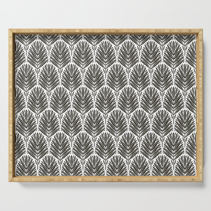 Stamped Palm Fronds Charcoal Serving Tray Gallery Image 1