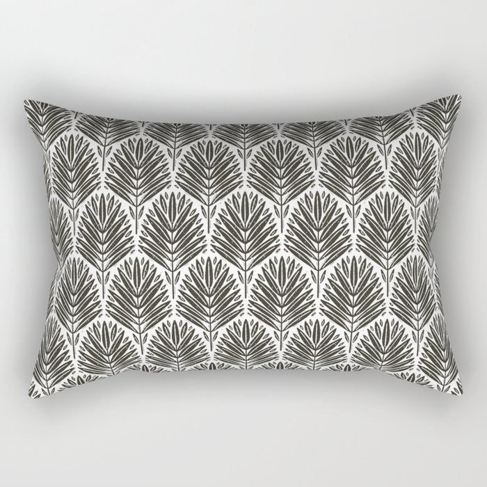 Stamped Palm Fronds Charcoal Rectangular Pillow Gallery Image 1