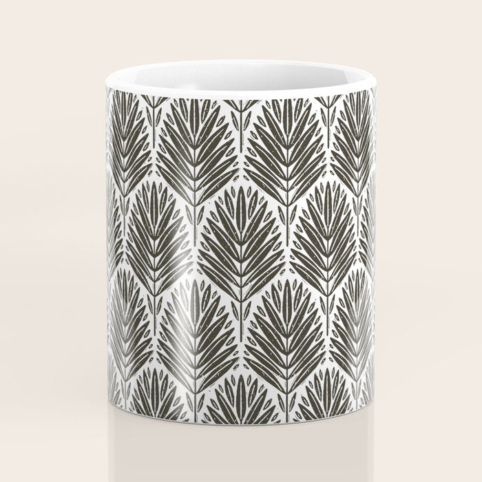 Stamped Palm Fronds Charcoal Coffee Mug Gallery Image 4