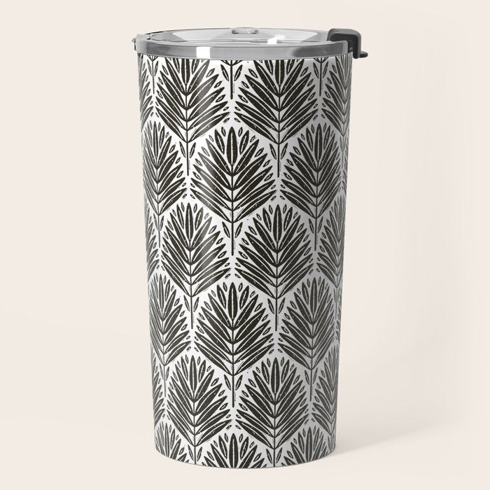 Stamped Palm Fronds Charcoal Travel Mug Gallery Image 2