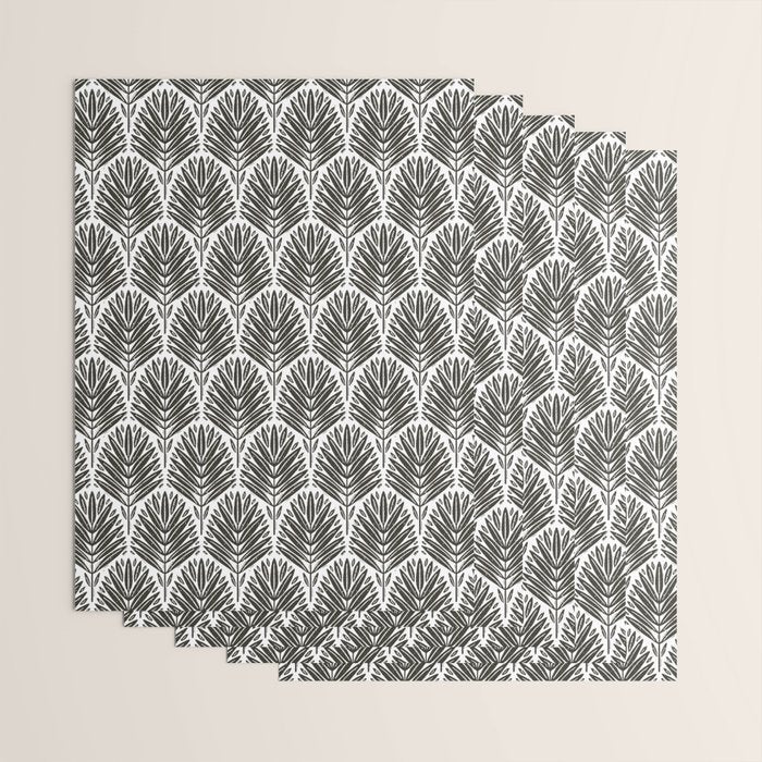 Stamped Palm Fronds Charcoal Wrapping Paper Gallery Image 3