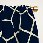 Abstract Geometric Pattern, Navy Blue and Gold Window Curtain Gallery Image 2