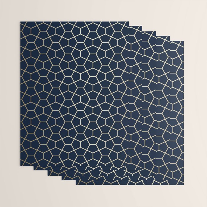 Abstract Geometric Pattern, Navy Blue and Gold Wrapping Paper Gallery Image 3