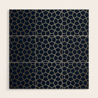 Abstract Geometric Pattern, Navy Blue and Gold Wood Wall Art Gallery Image 1