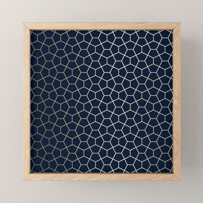 Abstract Geometric Pattern, Navy Blue and Gold Mini Art Print Gallery Image 1