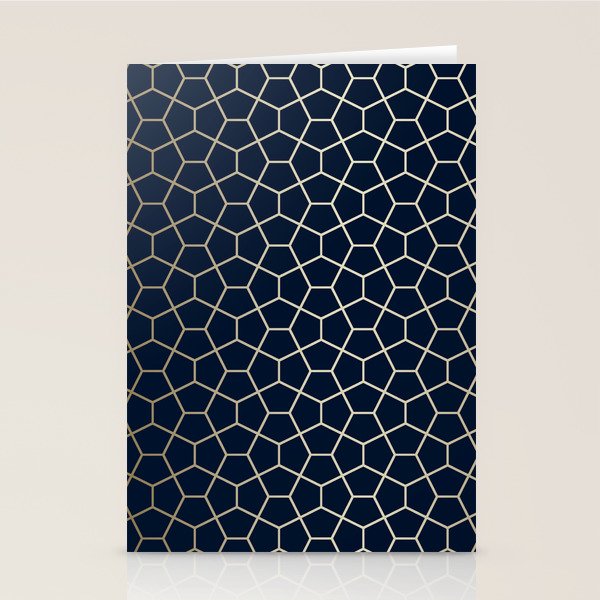 Abstract Geometric Pattern, Navy Blue and Gold Stationery Card Gallery Image 2