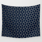 Abstract Geometric Pattern, Navy Blue and Gold Wall Tapestry Gallery Image 4