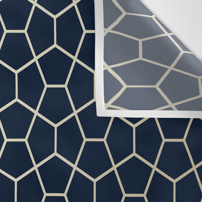 Abstract Geometric Pattern, Navy Blue and Gold Wall Tapestry Gallery Image 3