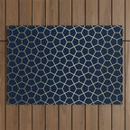 Abstract Geometric Pattern, Navy Blue and Gold Outdoor Rug Gallery Image 1
