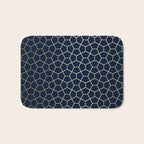 Abstract Geometric Pattern, Navy Blue and Gold Bath Mat Gallery Image 1