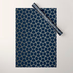 Abstract Geometric Pattern, Navy Blue and Gold Wrapping Paper Gallery Image 1