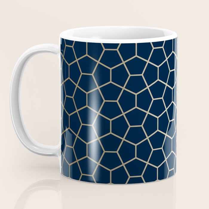 Abstract Geometric Pattern, Navy Blue and Gold Coffee Mug Gallery Image 3