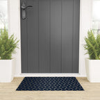 Abstract Geometric Pattern, Navy Blue and Gold Welcome Mat Gallery Image 3