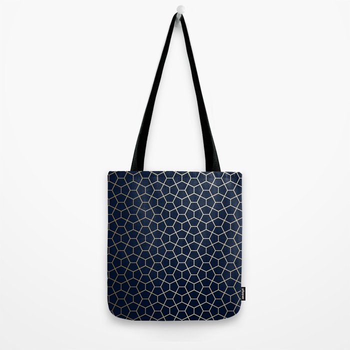 Abstract Geometric Pattern, Navy Blue and Gold Tote Bag Gallery Image 2