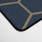 Abstract Geometric Pattern, Navy Blue and Gold Desk Mat Gallery Image 4