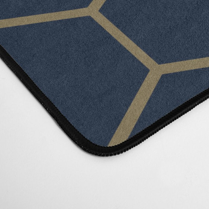Abstract Geometric Pattern, Navy Blue and Gold Desk Mat Gallery Image 4