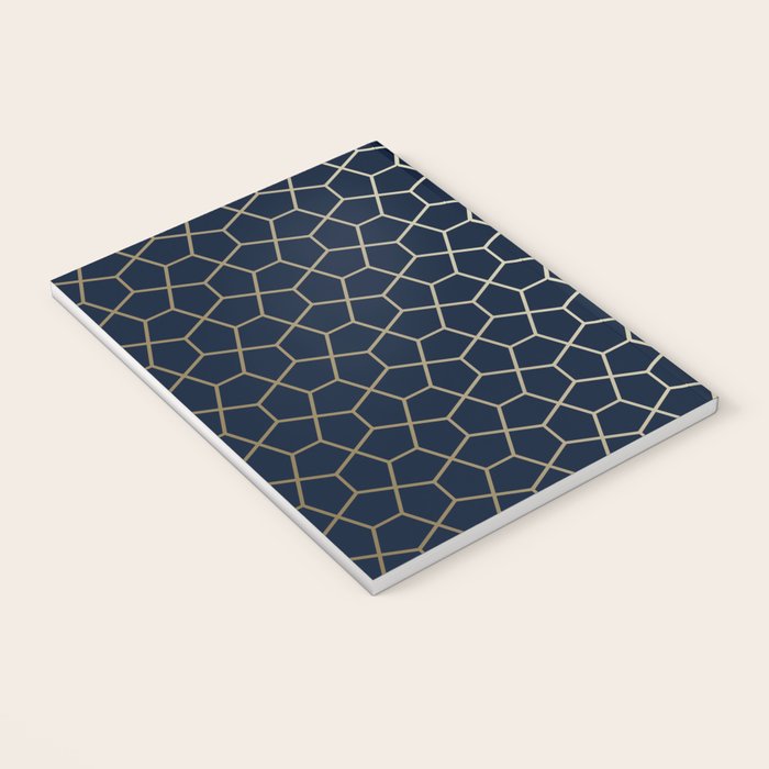 Abstract Geometric Pattern, Navy Blue and Gold Notebook Gallery Image 3