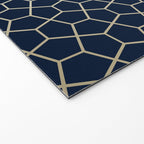 Abstract Geometric Pattern, Navy Blue and Gold Welcome Mat Gallery Image 2