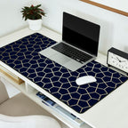 Abstract Geometric Pattern, Navy Blue and Gold Desk Mat Gallery Image 2