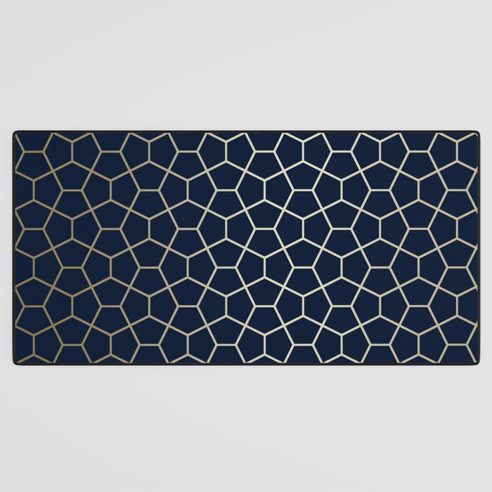 Abstract Geometric Pattern, Navy Blue and Gold Desk Mat Gallery Image 3