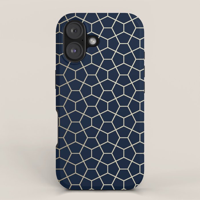 Abstract Geometric Pattern, Navy Blue and Gold iPhone Case Gallery Image 1