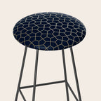 Abstract Geometric Pattern, Navy Blue and Gold Stool Gallery Image 2