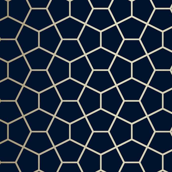 Abstract Geometric Pattern, Navy Blue and Gold Coffee Mug Gallery Image 2
