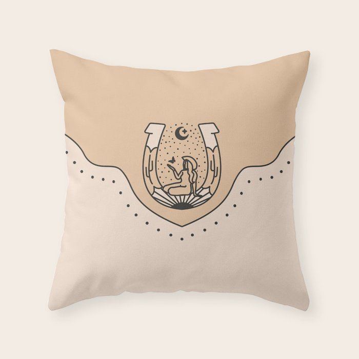 Good Fortune Gal - Neutral & Black Throw Pillow Gallery Image 6