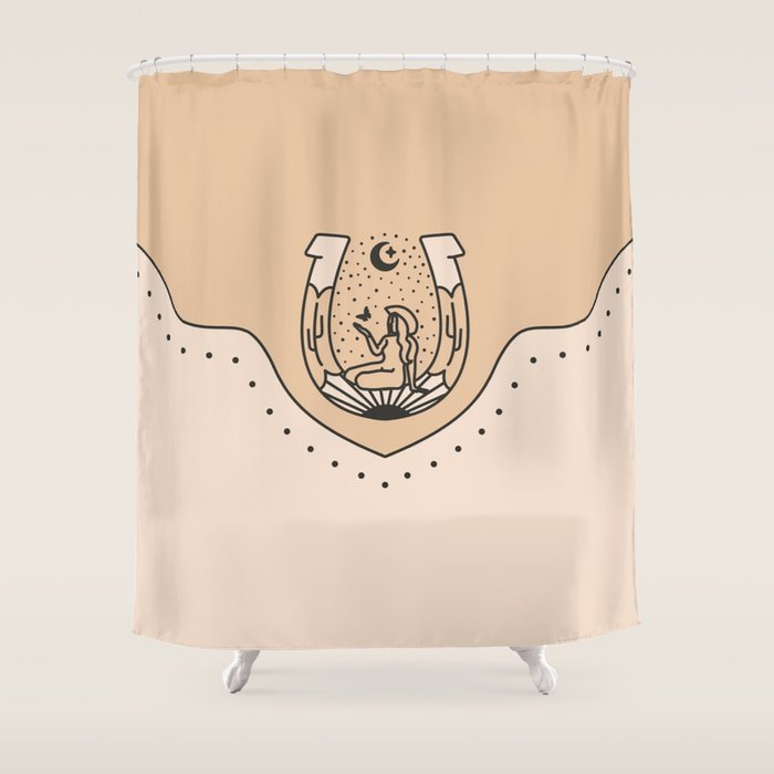 Good Fortune Gal - Neutral & Black Shower Curtain Gallery Image 1